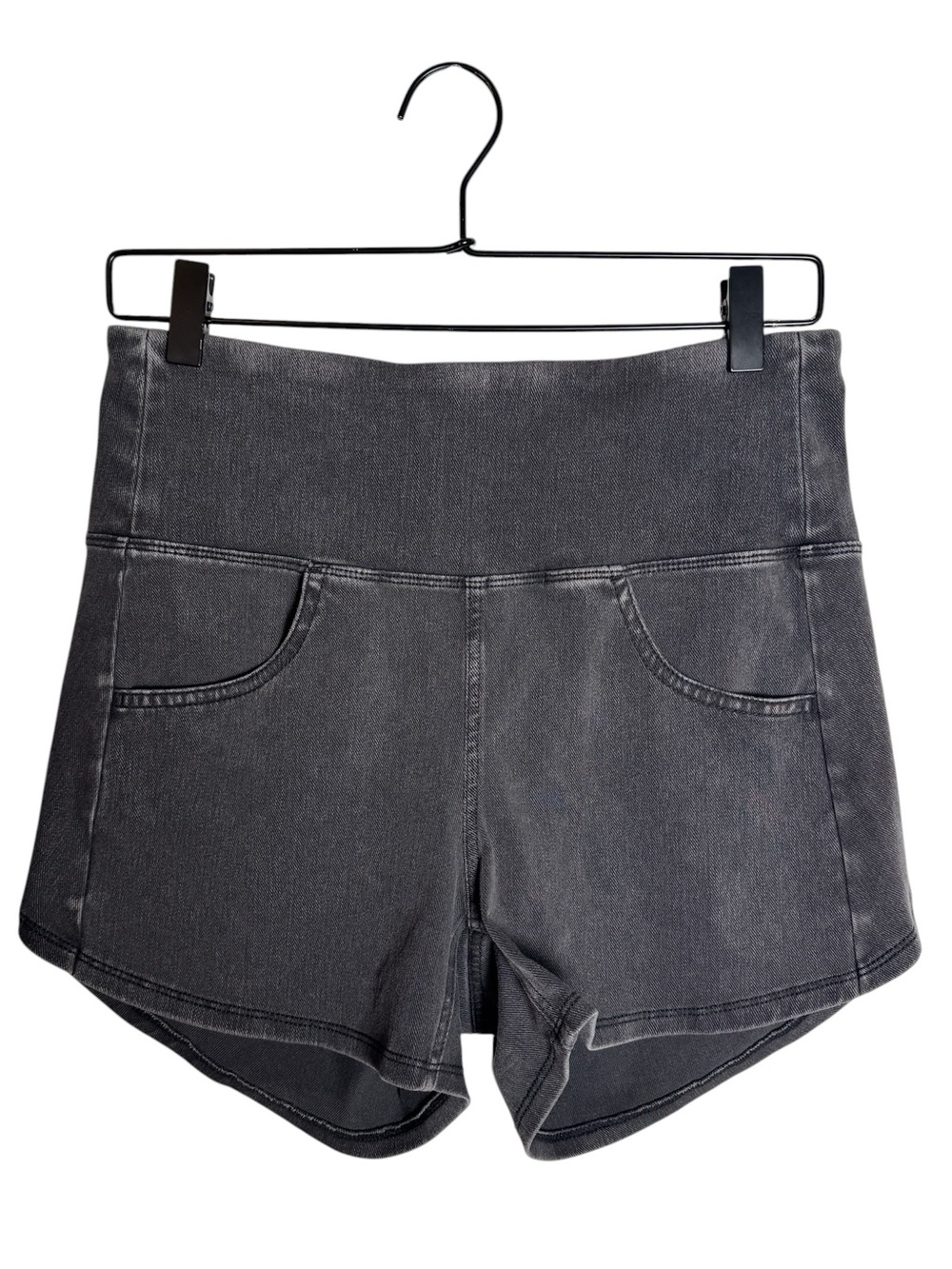NWT Halara Flex High Waisted Tummy Control Denim Look Shorts Charcoal